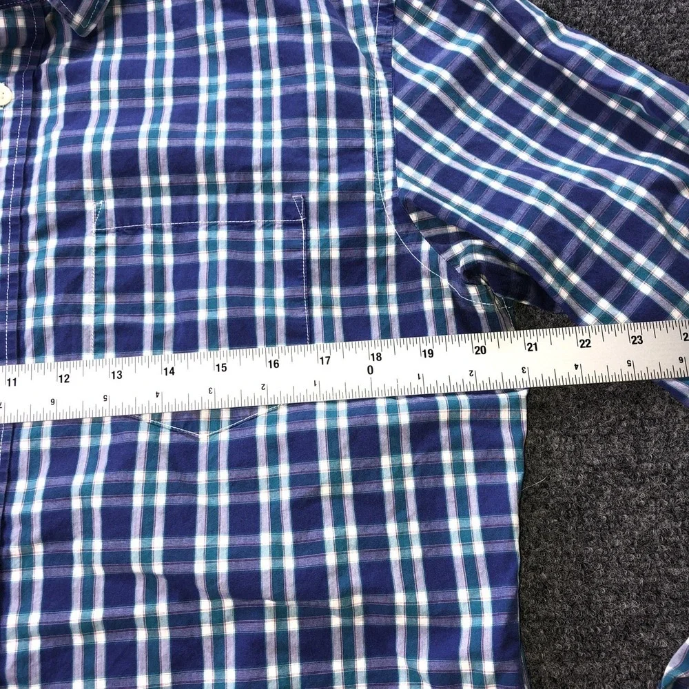 Banana Republic Soft Wash Mens Blue Teal Plaid Button Down Shirt Size‎ M